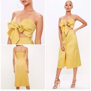 NWT Missguided Tied Bow Front Button Midi Dress 6